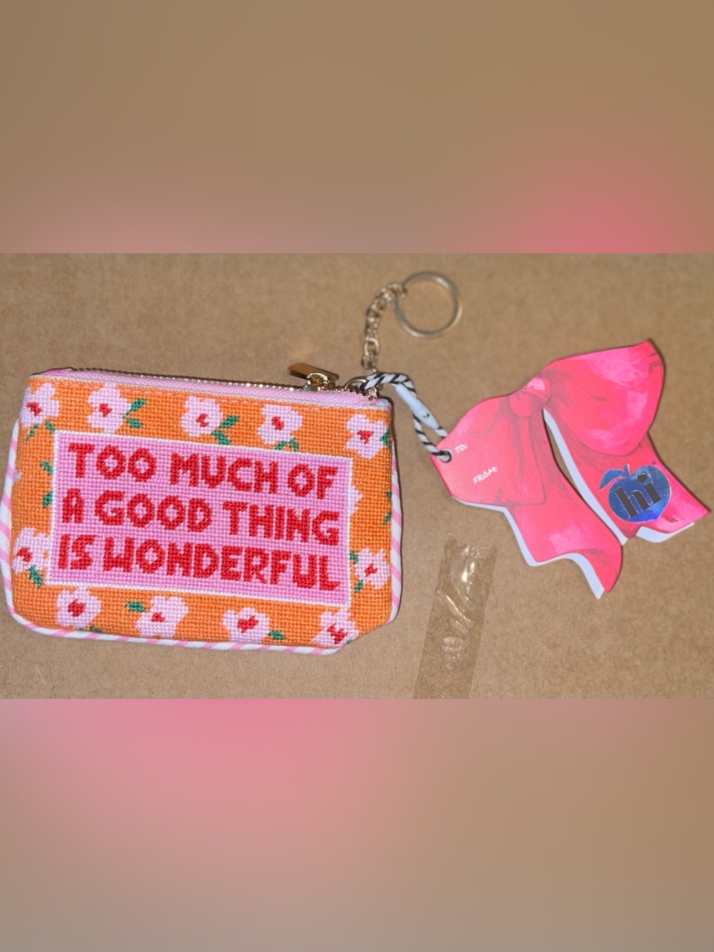 hi peach layne keychain purse